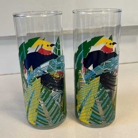 Vintage Panache toucan highball glasses (set of 2) - Picture 1 of 7